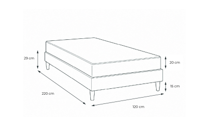 Ensemble Matelas Sommier 120x220 cm - Sommier Noir (en kit) - Nottingham