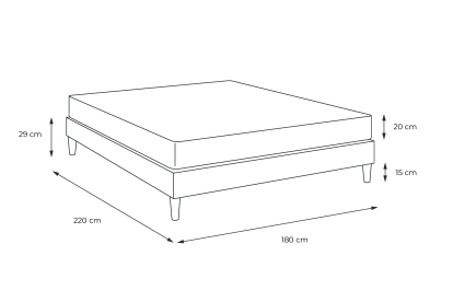 Ensemble Matelas Sommier 180x220 cm - Sommier Noir (en kit) - Nottingham