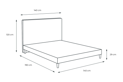 Lit 140x190 cm - Sommier tapissier H29 cm + tête de lit capitonnée - Tissu Velours Taupe