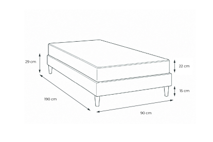Ensemble Matelas Sommier 90x190 cm - Sommier Noir (déjà monté) - Lancaster
