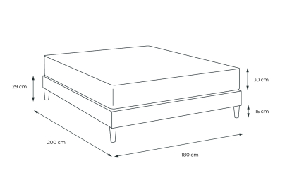 Pack lit complet 180x200 cm - Matelas + Sommier Blanc (en kit) + 2 oreillers + Couette - Buckingham