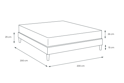 Pack lit complet 200x200 cm - Matelas + Sommier Noir (en kit) + 2 oreillers + Couette - Windsor