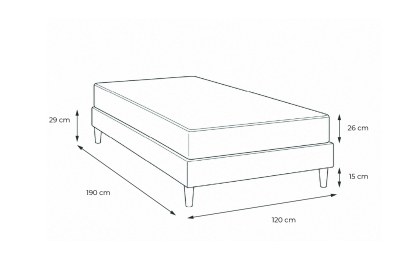 Ensemble Matelas Sommier 120x190 cm - Sommier Noir (en kit) - Windsor