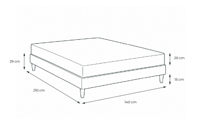 Ensemble Matelas Sommier 140x210 cm - Sommier Noir (en kit) - Nottingham