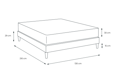 Ensemble Matelas Sommier 130x210 cm - Sommier Noir (en kit) - Buckingham