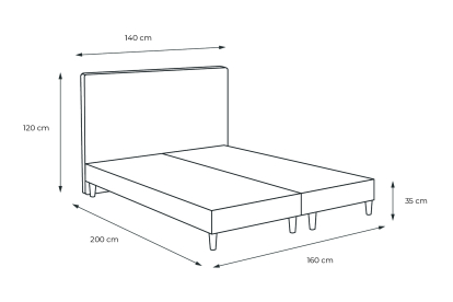 Lit 2x 80x200 cm - Sommier tapissier H35 cm + tête de lit à lignes - Tissu Velours Bleu Océan