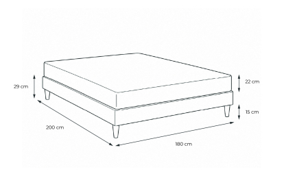 Ensemble Matelas Sommier 180x200 cm - Sommier Noir (en kit) - Lancaster