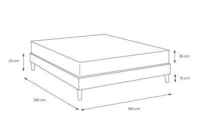 Ensemble Matelas Sommier 180x190 cm - Sommier Noir (en kit) - Windsor