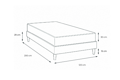 Ensemble Matelas Sommier 120x200 cm - Sommier Noir (en kit) - Buckingham