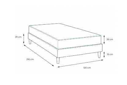 Ensemble Matelas Sommier 120x210 cm - Sommier Noir (en kit) - Windsor