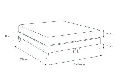 Ensemble Matelas Sommier 200x200 cm - Sommier Noir (déjà monté) - Balmoral