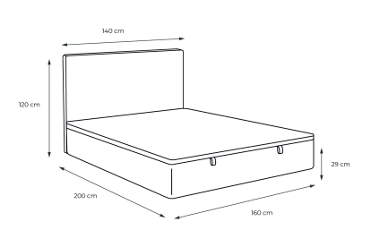 Lit coffre 160x200 cm avec Tête de lit à lignes - Tissu Bouclette Noir