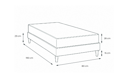 Ensemble Matelas Sommier 80x190 cm - Sommier Noir (déjà monté) - George V