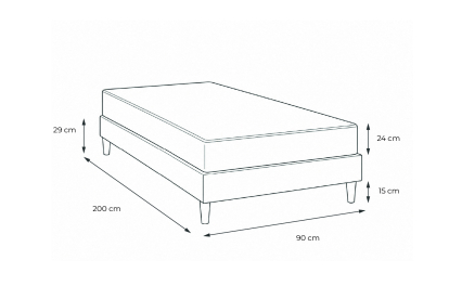 Ensemble Matelas Sommier 90x200 cm - Sommier Blanc (déjà monté) - Balmoral