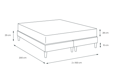 Pack lit complet 200x200 cm - Matelas + 2 Sommiers noirs + 2 oreillers + Couette - George V