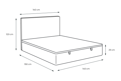 Lit coffre 140x190 cm avec Tête de lit tapissée - Tissu Bouclette Gris
