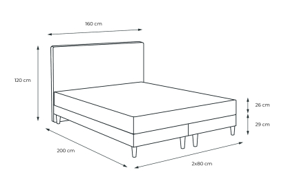 Lit 160x200 avec Sommier et Matelas - 2 Sommiers Beige Clair + Tête de lit Capitonnée - Windsor