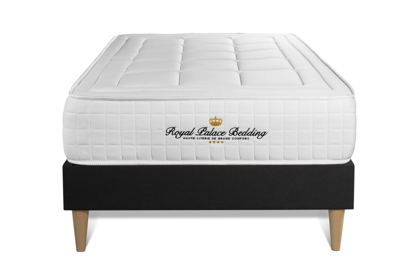 Ensemble Matelas Sommier 90x190 cm - Sommier Noir (en kit) - Balmoral