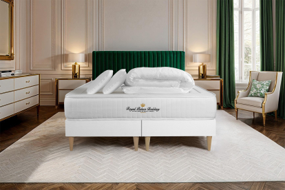 Pack lit complet 200x200 cm - Matelas + 2 Sommiers Blancs + 2 oreillers + Couette - Lancaster