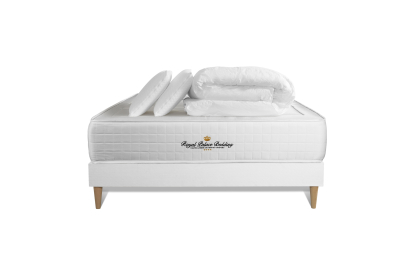 Pack lit complet 160x200 cm - Matelas + Sommier Blanc + 2 oreillers + Couette - Windsor