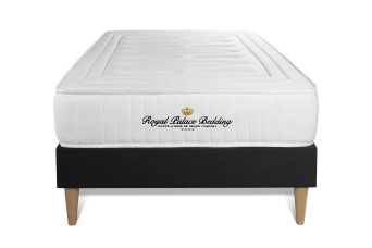 Ensemble Matelas Sommier 90x190 cm - Sommier Noir (déjà monté) - Nottingham