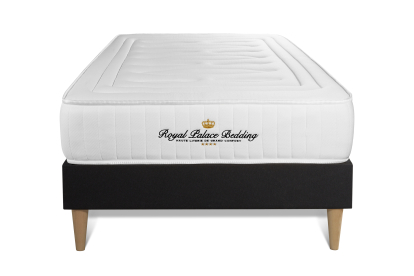 Ensemble Matelas Sommier 90x190 cm - Sommier Noir (déjà monté) - Nottingham