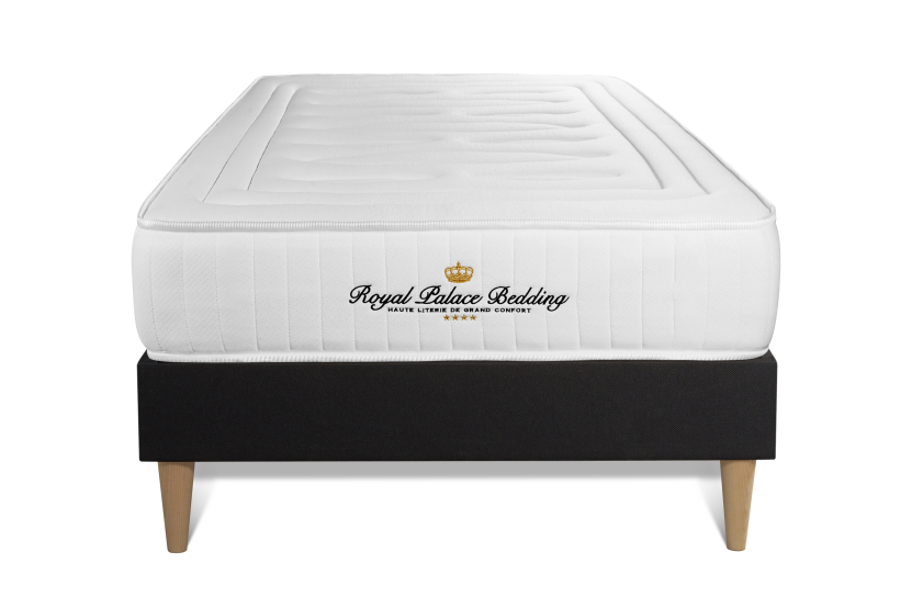 Ensemble Matelas Sommier 90x190 cm - Sommier Noir (déjà monté) - Nottingham