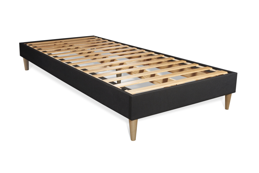 Ensemble Matelas Sommier 90x200 cm - Sommier Noir (en kit) - Buckingham