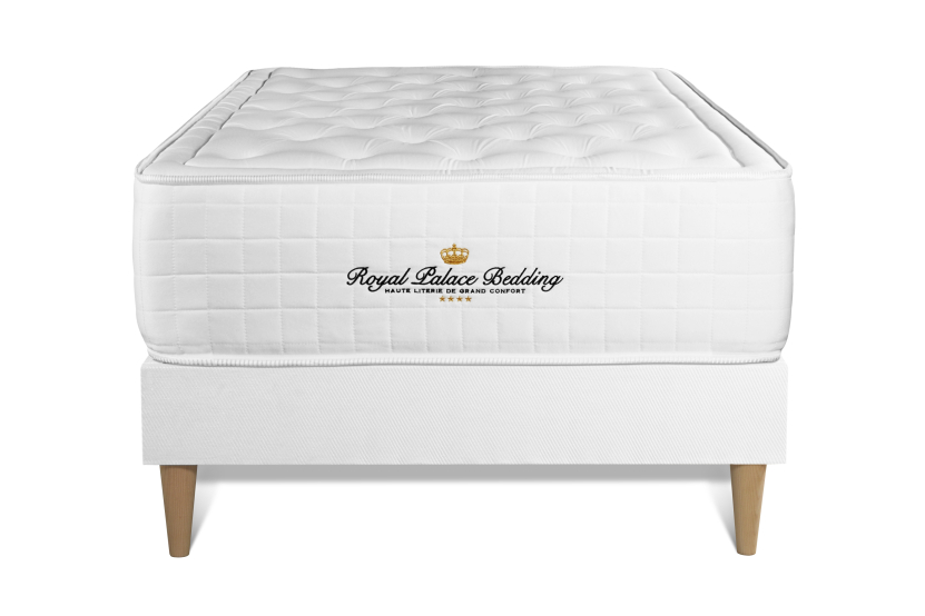 Ensemble Matelas Sommier 90x190 cm - Sommier Blanc (déjà monté) - Buckingham