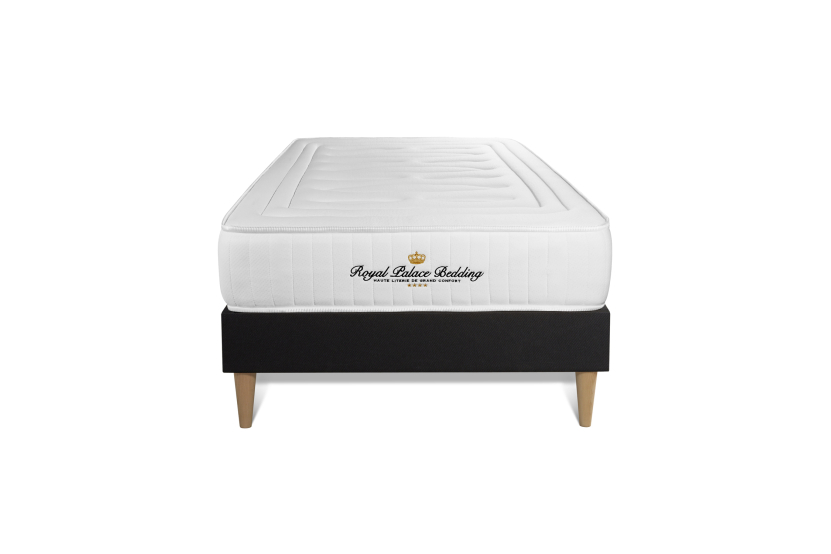 Ensemble Matelas Sommier 90x200 cm - Sommier Noir (déjà monté) - Nottingham