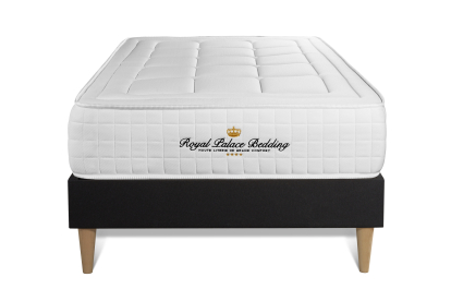 Ensemble Matelas Sommier 90x190 cm - Sommier Noir (déjà monté) - Balmoral