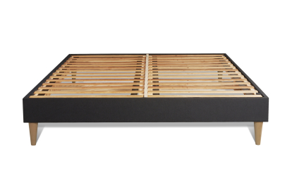 Pack lit complet 160x200 cm - Matelas + Sommier Noir (en kit) + 2 oreillers + Couette - Lancaster