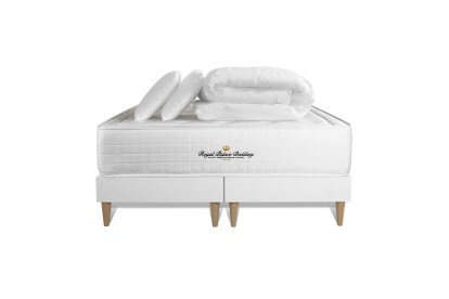 Pack lit complet 180x200 cm - Matelas + Sommier Blanc + 2 oreillers + Couette - Buckingham