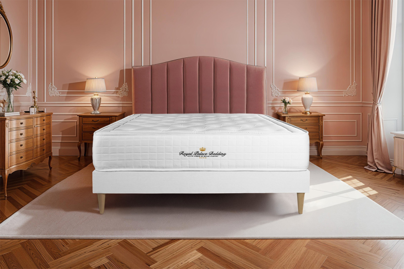 Ensemble Matelas Sommier 135x190 cm - Sommier Blanc (en kit) - Buckingham
