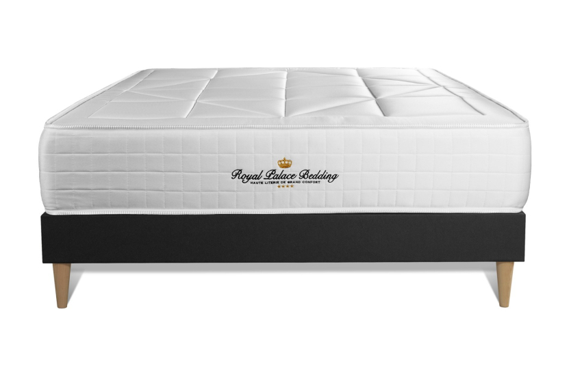 Ensemble Matelas Sommier 130x190 cm - Sommier Noir (en kit) - Windsor