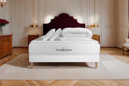 Pack lit complet 140x190 cm - Matelas + Sommier Blanc + 2 oreillers + Couette - George V