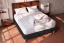 Pack lit complet 200x200 cm - Matelas + Sommier Noir (en kit) + 2 oreillers + Couette - Lancaster
