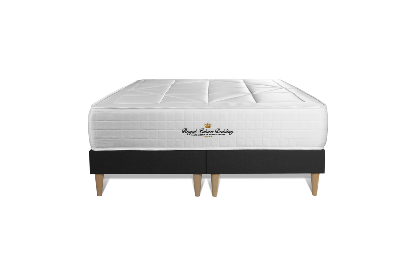 Pack lit complet 180x200 cm - Matelas + Sommier Noir + 2 oreillers + Couette - Windsor