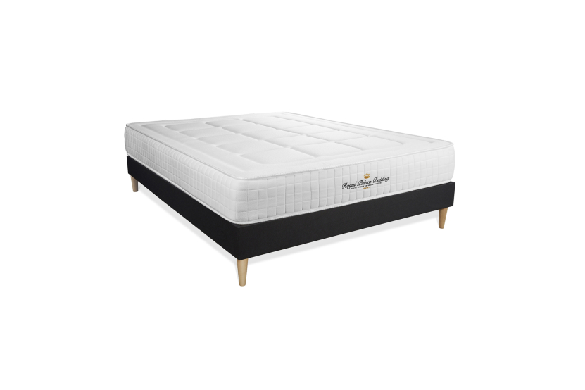 Ensemble Matelas Sommier 160x200 cm - Sommier Noir (déjà monté) - Balmoral