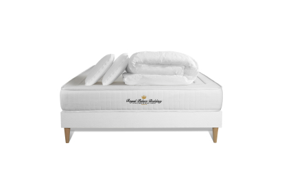 Pack lit complet 180x200 cm - Matelas + Sommier Blanc (en kit) + 2 oreillers + Couette - Nottingham
