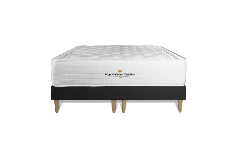 Pack lit complet 160x200 cm - Matelas + 2 Sommiers noirs + 2 oreillers + Couette - Buckingham