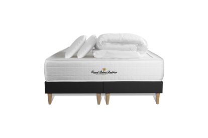 Pack lit complet 160x200 cm - Matelas + 2 Sommiers noirs + 2 oreillers + Couette - Windsor