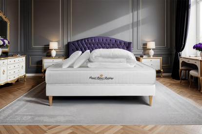 Pack lit complet 140x190 cm - Matelas + Sommier Blanc (en kit) + 2 oreillers + Couette - Nottingham