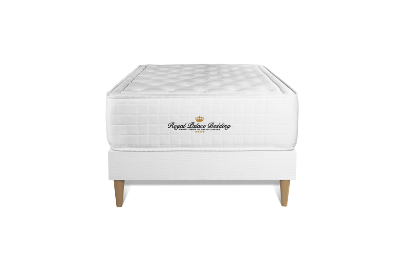 Ensemble Matelas Sommier 90x190 cm - Sommier Blanc (déjà monté) - Buckingham