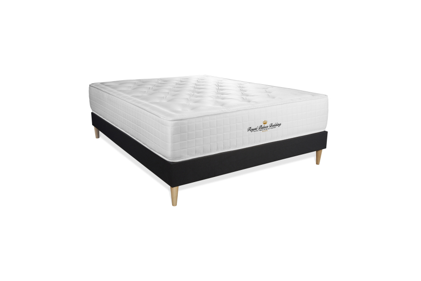 Ensemble Matelas Sommier 120x200 cm - Sommier Noir (en kit) - Buckingham