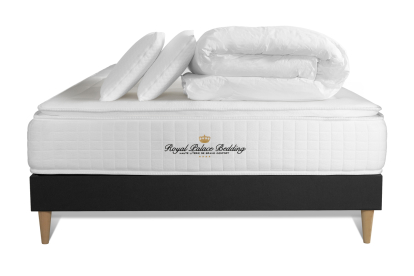 Pack lit complet 160x200 cm - Matelas + Sommier Noir + 2 oreillers + Couette - George V