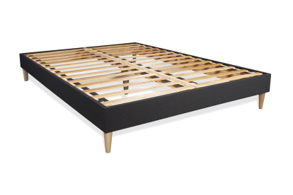Ensemble Matelas Sommier 120x190 cm - Sommier Noir (en kit) - Buckingham