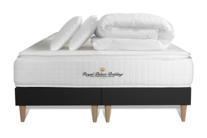 Pack lit complet 160x200 cm - Matelas + 2 Sommiers noirs + 2 oreillers + Couette - George V