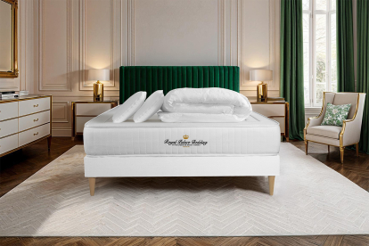 Pack lit complet 160x200 cm - Matelas + Sommier Blanc + 2 oreillers + Couette - Lancaster