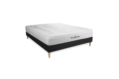 Pack lit complet 140x190 cm - Matelas + Sommier Noir (en kit) + 2 oreillers + Couette - Nottingham